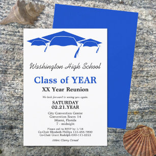 Blue Graduation Caps Class Reunion Template