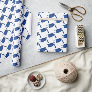 Blue Graduation Caps Wrapping Paper