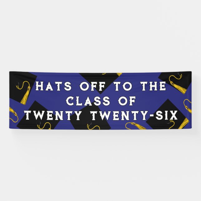 Blue Graduation Class of 2026 Banner (Horizontal)