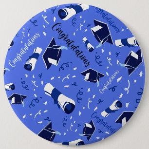 Blue Graduation Congratulations 6 Cm Round Badge