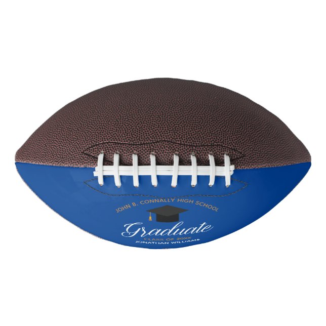 Blue Graduation Custom High School Graduate Football (Front)