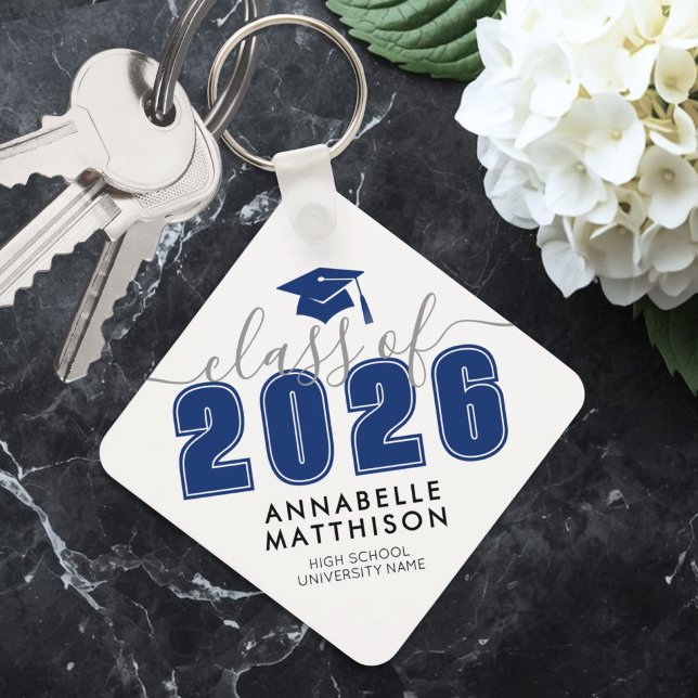Blue Graduation Key Ring (Graduate Blue Graduation keychain)