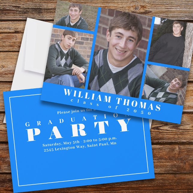 Blue Graduation Party Multi Photo Template (Creator Uploaded)