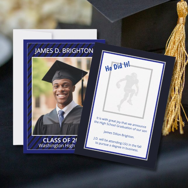 Blue Graduation Photo Announcement (Creator Uploaded)