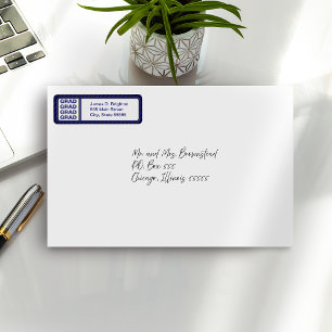 Blue Graduation Return Address Labels