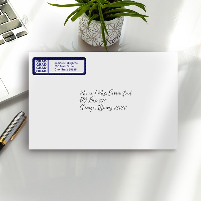 Blue Graduation Return Address Labels (Creator Uploaded)