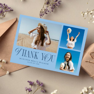 Blue Graduation Thank You Elegant Photo Collage