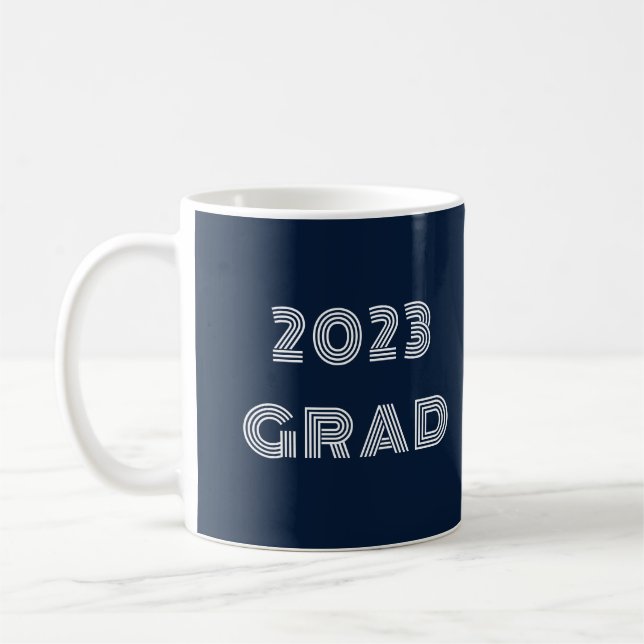 Blue Graduation Typography Coffee Mug (Left)