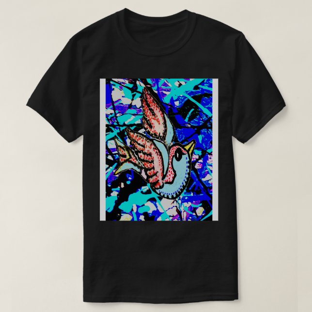 blue graffiti bird T-Shirt (Design Front)