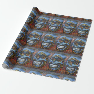 Blue Graffiti Skull Wrapping Paper