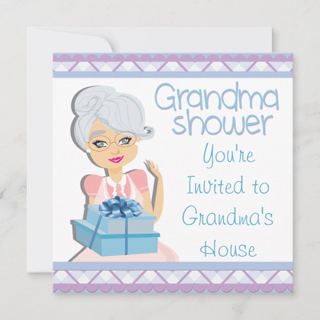 Blue Grandma Baby Shower Invitation (Front)