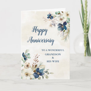 Blue Grandson and His Wife Wedding Anniversary Card