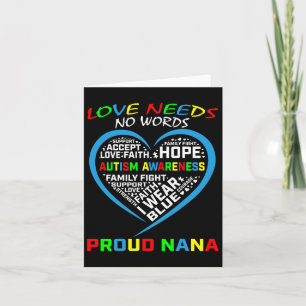 Blue Grandson Granddaughter Autism Awareness Nana  Card