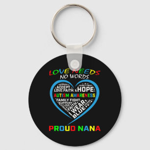 Blue Grandson Granddaughter Autism Awareness Nana  Key Ring