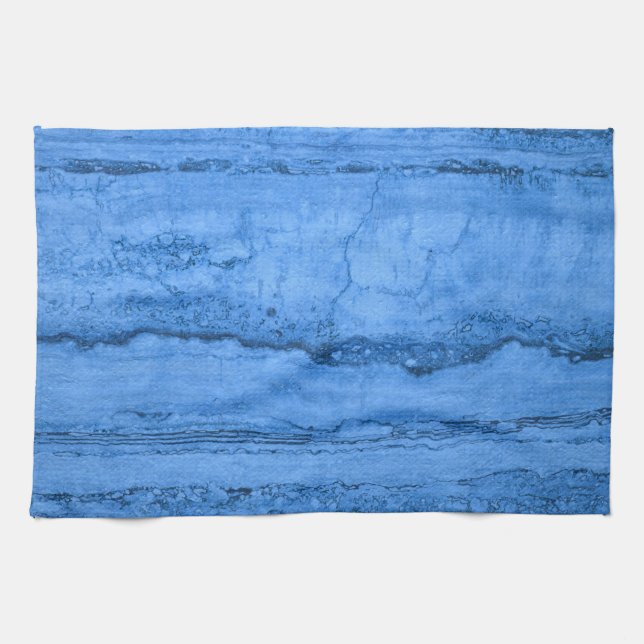 Blue Granite pattern blue marble blue rock stone Tea Towel (Horizontal)