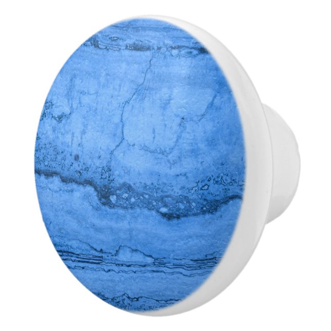 Blue Granite pattern, blue marble, blue stone Ceramic Knob (Right)