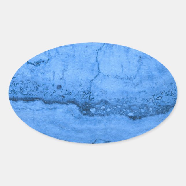 Blue Granite pattern, blue marble, blue stone Oval Sticker (Front)
