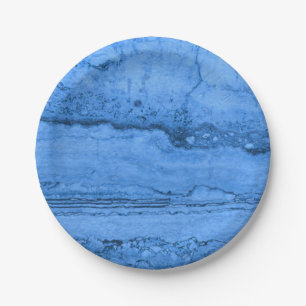 Blue Granite pattern, blue marble, blue stone Paper Plate