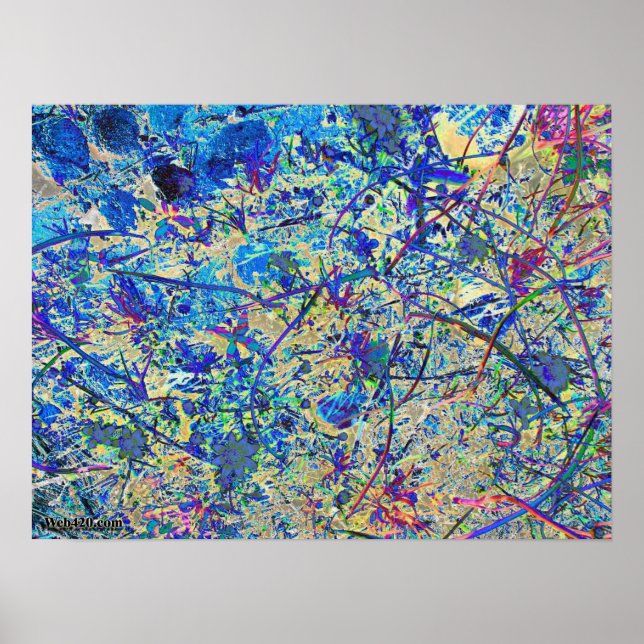 blue grass and flowers poster (Front)