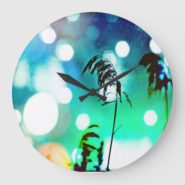 Blue Grass Drama Sparkle Wall Clock (Front)