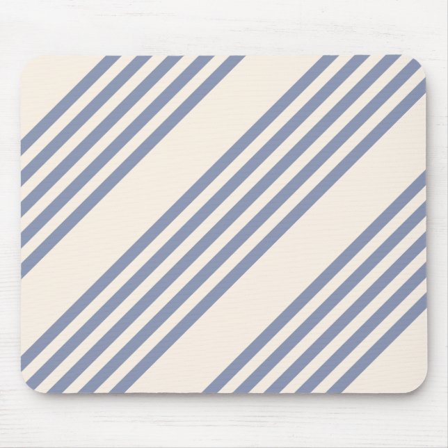 Blue-gray and beige five stripe pattern mouse pad (Front)
