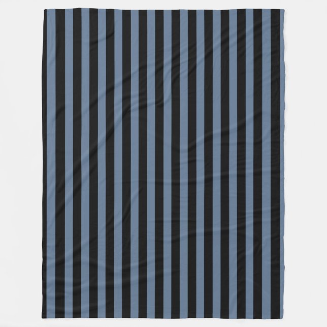Blue gray and black stripes fleece blanket (Front)