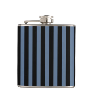 Blue gray and black stripes hip flask