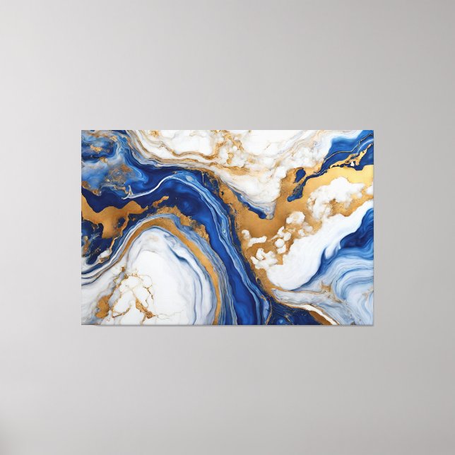 Blue, gray and golden Abstract Frame in Canvas (Front)