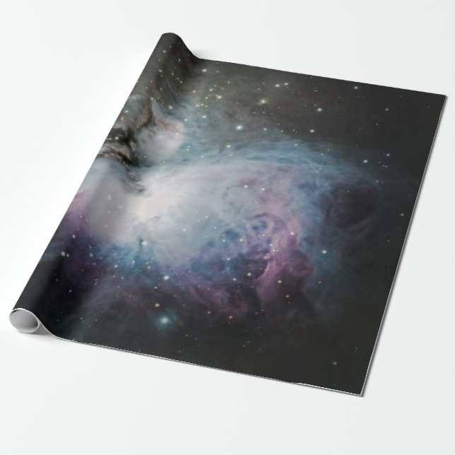 Blue, gray, and purple nebula wrapping paper (Unrolled)