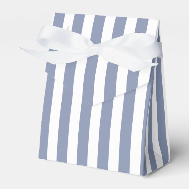 Blue gray and white candy stripes favour box (Front Side)