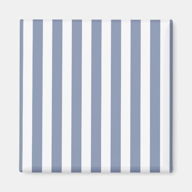 Blue gray and white candy stripes magnet (Front)