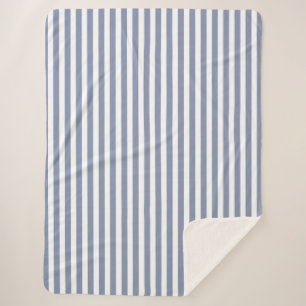 Blue gray and white candy stripes sherpa blanket