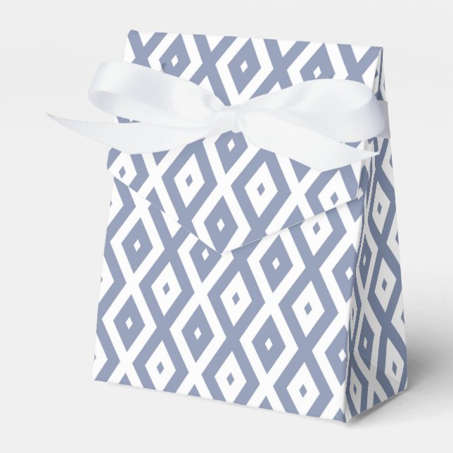 Blue gray and white diamond pattern favour box (Front Side)