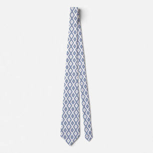 Blue gray and white diamond pattern tie