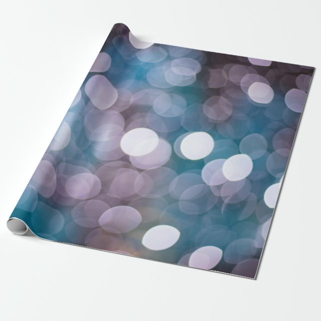 Blue Gray Backgorun Bokeh Wrapping Paper (Unrolled)