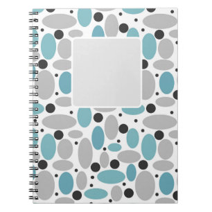 blue gray bean polka dot retro pattern home decor  notebook