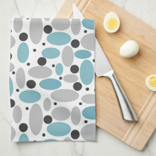 blue gray bean polka dot retro pattern home decor  tea towel