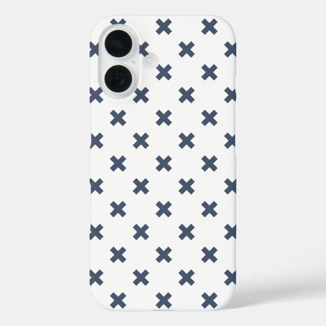 Blue-gray cross stitches on white Case-Mate iPhone case (Back)