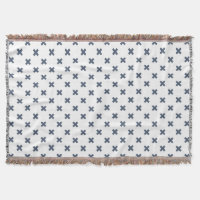 Blue-gray cross stitches on white