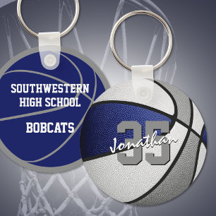blue gray custom jersey number basketball key ring