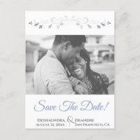 Blue & Gray Elegant Photo Wedding Save the Date