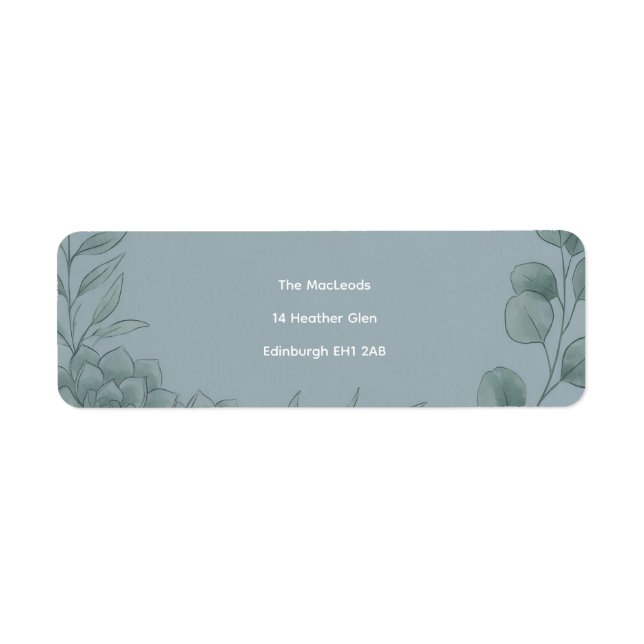 Blue Gray Eucalyptus Return Address Label (Front)