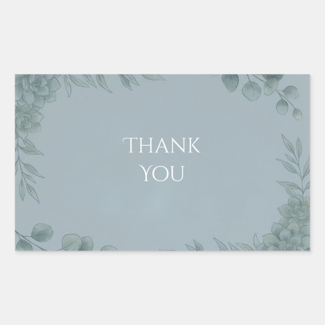 Blue Gray Eucalyptus Thank You Sticker (Front)