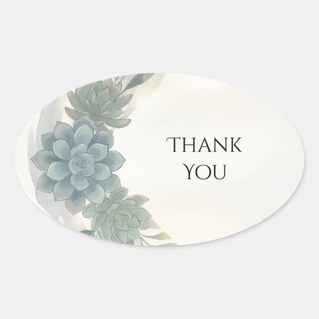 Blue Gray Eucalyptus Wedding Thank You Sticker (Front)