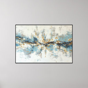 Blue, Gray & Gold Radiant Burst  Abstract Wall Art