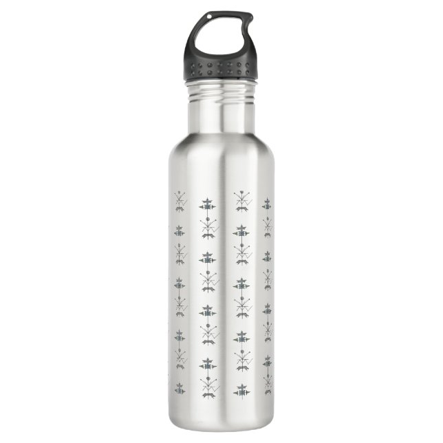 Blue Gray Green Geometric 710 Ml Water Bottle (Front)