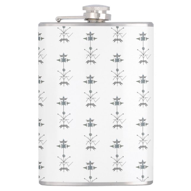 Blue Gray Green Geometric Hip Flask (Front)