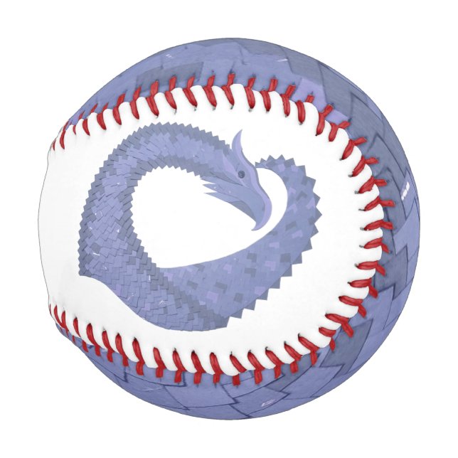 Blue-gray heart dragon on white baseball (Front Right)