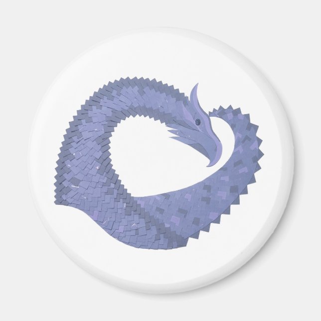 Blue-gray heart dragon on white magnet (Front)