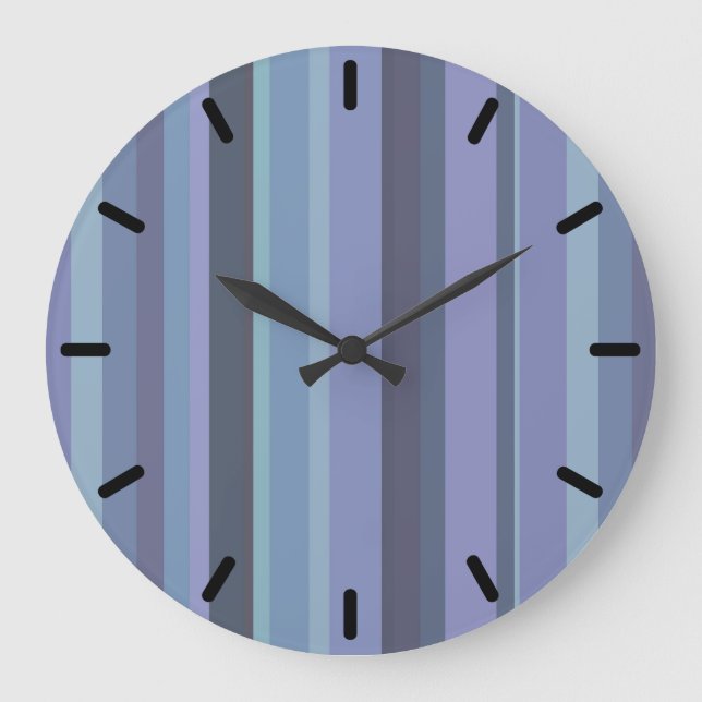 Blue-gray horizontal stripes large clock (Front)